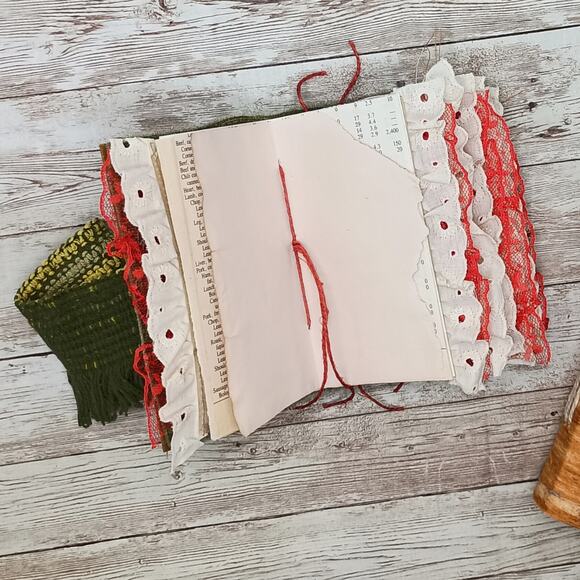Small Red Floral Junk Journals, Handmade Recycled Journals, Chunky Junk Journals - Picture 9 of 16